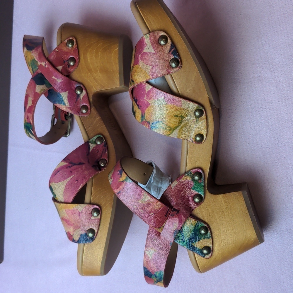 Patricia Nash Designs Gigi Floral Spring Multi Retro 70s Inspired Clog Heels 7.5 - Picture 3 of 7